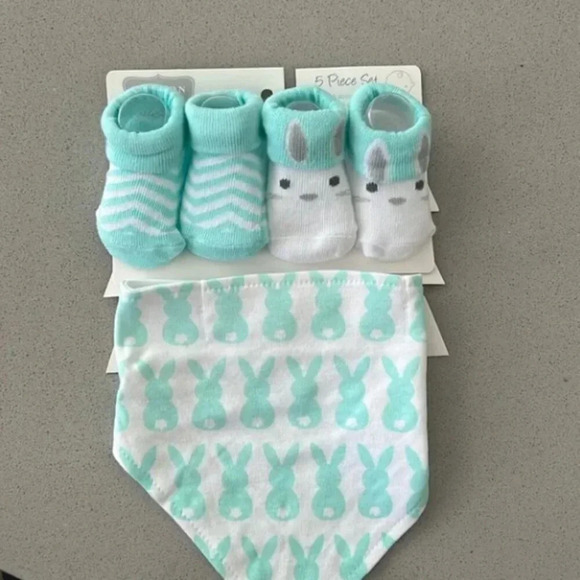 Hudson Baby Other - Hudson Baby Easter Bandana Bib & Infant Easter Socks - Green/Blue